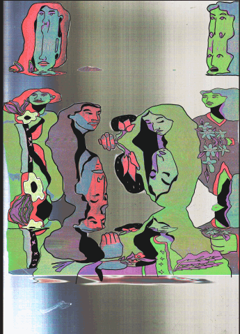 mujeres, escaner, animacion, gif, mix media, loop, morph